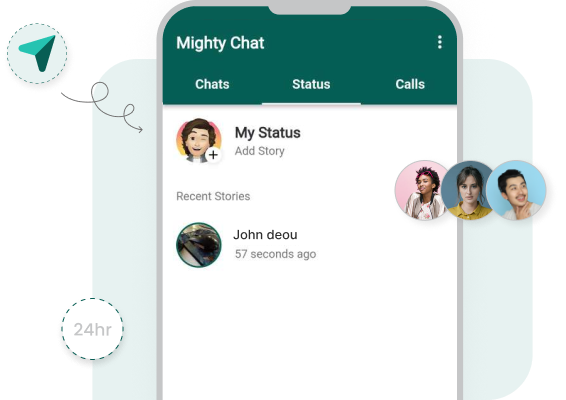 status update using Mighty Chat's Chatting Feature