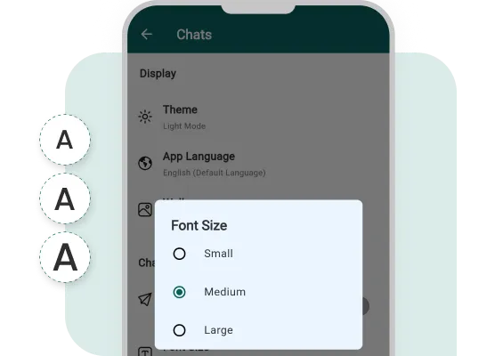 Font Size change using Account settings Feature of Mighty Chat