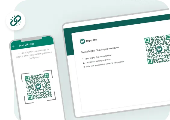 scan to link device using Mighty Chat's User chat app